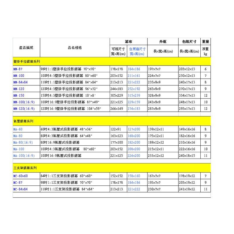 CASOS 80＂氣壓上昇式銀幕 MA-80 80吋 氣壓式 上升布幕 16:9 4:3-細節圖3