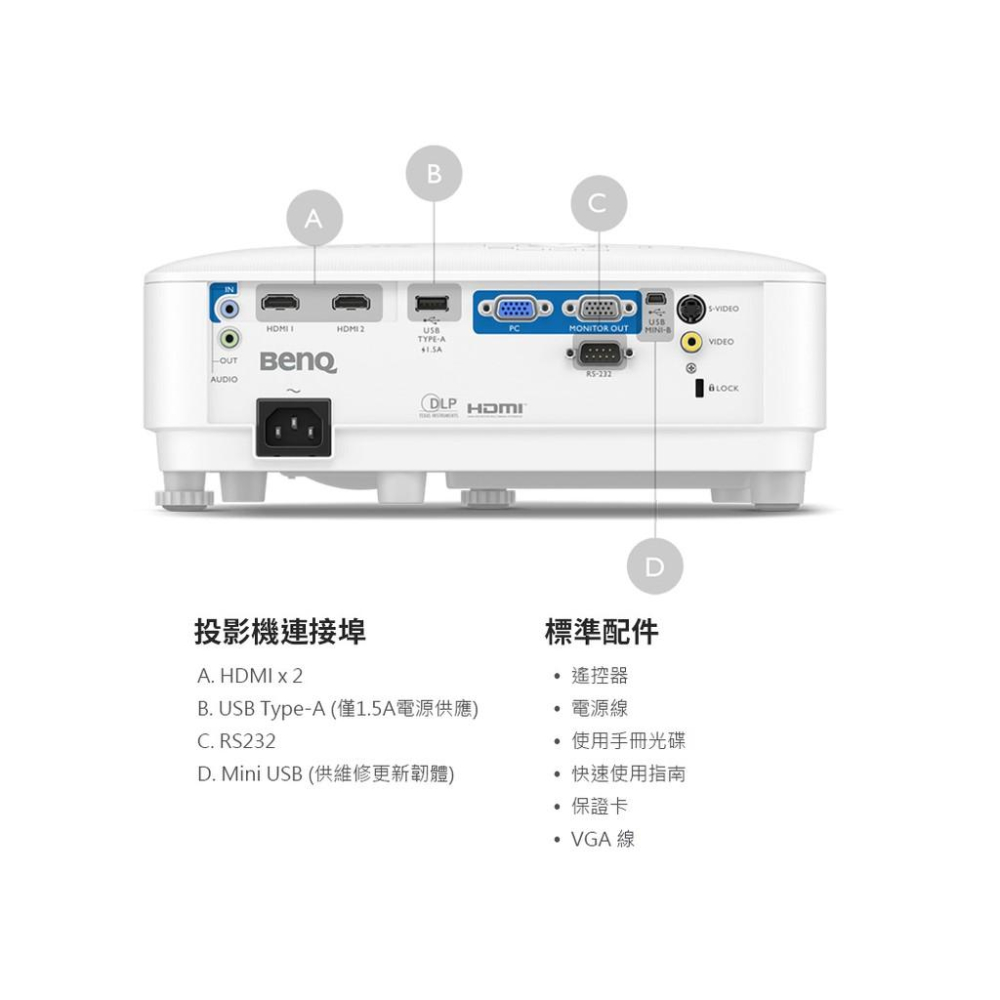 【免運】BenQ 明碁 MS560－ SVGA 高亮度 會議室 投影機 HDMI 4000流明 公司貨 光華商場-細節圖8