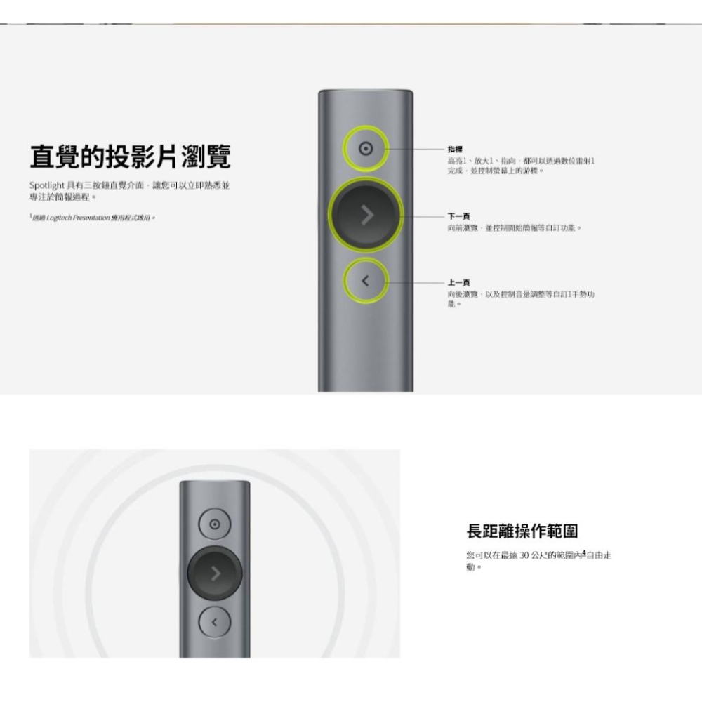 Logitech 羅技 Spotlight 先進無線簡報遙控器 無線 藍芽 簡報器 簡報筆 質感灰/香檳金 光華商場-細節圖4