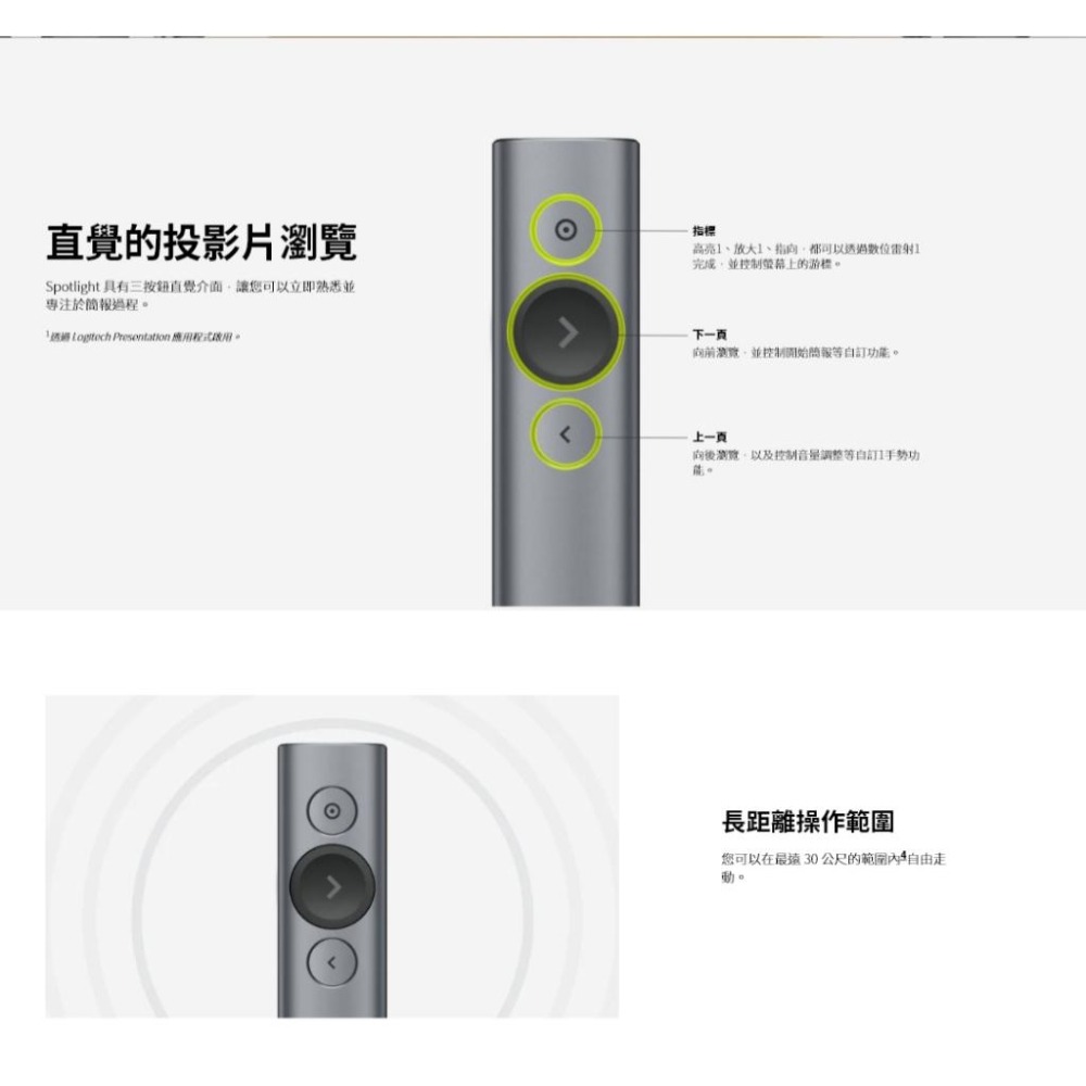 Logitech 羅技 Spotlight 先進無線簡報遙控器 無線 藍芽 簡報器 簡報筆 質感灰/香檳金 光華商場-細節圖4