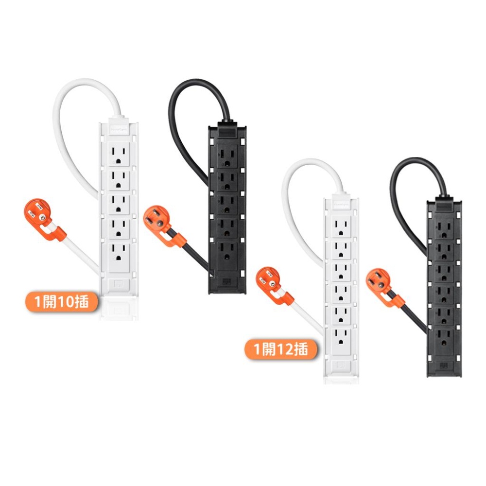 PowerSync 群加 1開10插/1開12插雙面抗搖擺延長線 TSAS/TSCS 充電座 1m 延長座 光華商場-細節圖2
