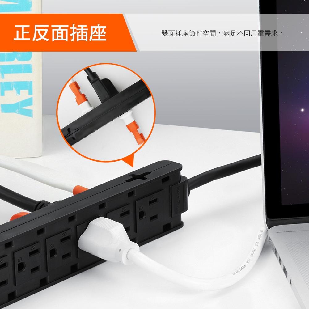 PowerSync 群加 1開10插/1開12插雙面抗搖擺延長線 TSAS/TSCS 充電座 1m 延長座 光華商場-細節圖3