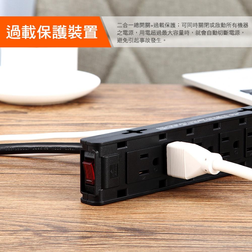 PowerSync 群加 1開10插/1開12插雙面抗搖擺延長線 TSAS/TSCS 充電座 1m 延長座 光華商場-細節圖4