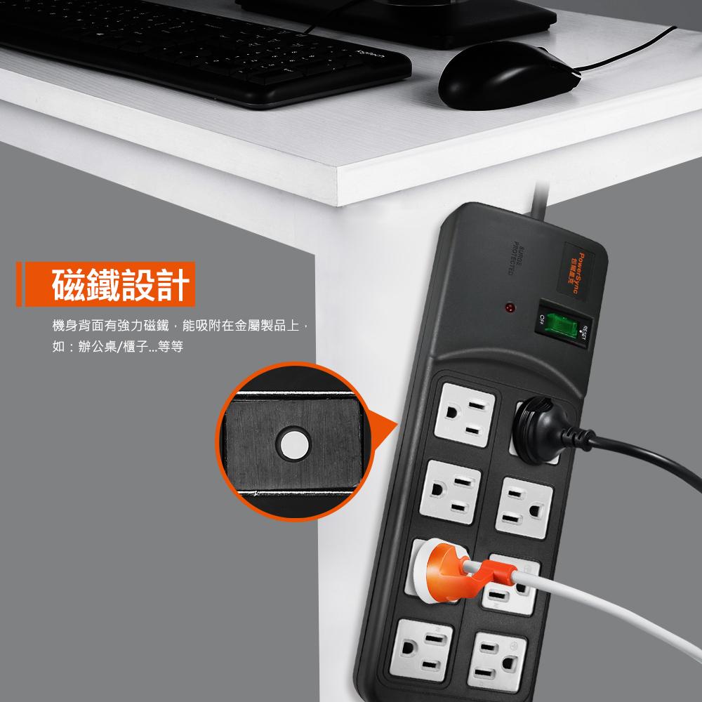 PowerSync 群加 高耐燃 尿素防雷擊延長線電源線 1開8插 TPS318TN 1.8m 2.7m 4.5m 光華-細節圖5