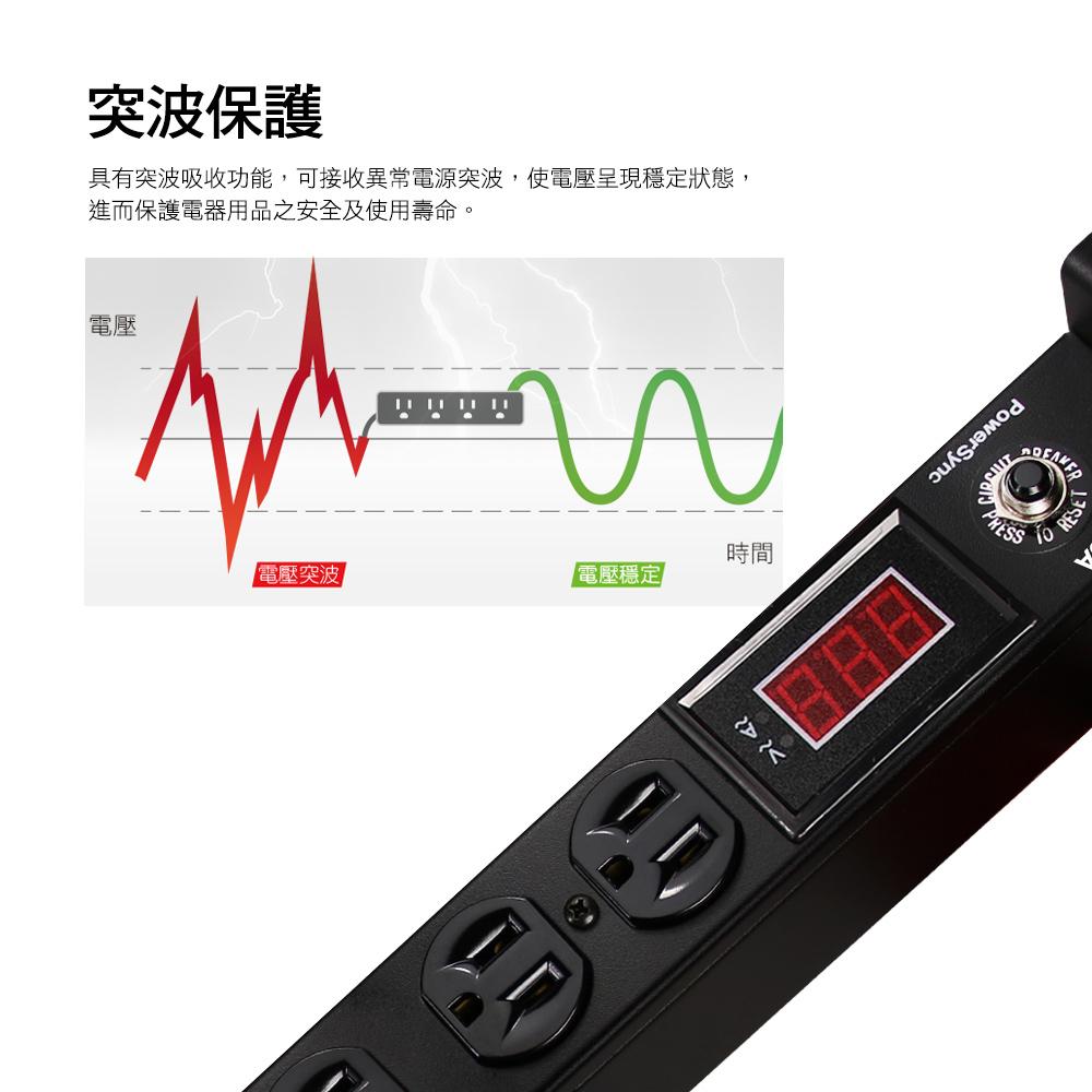 PowerSync 群加 TE8D0030 1U8座15A數位型機架電源排插/PDU 延長線 3M 電源插座 光華商場-細節圖7