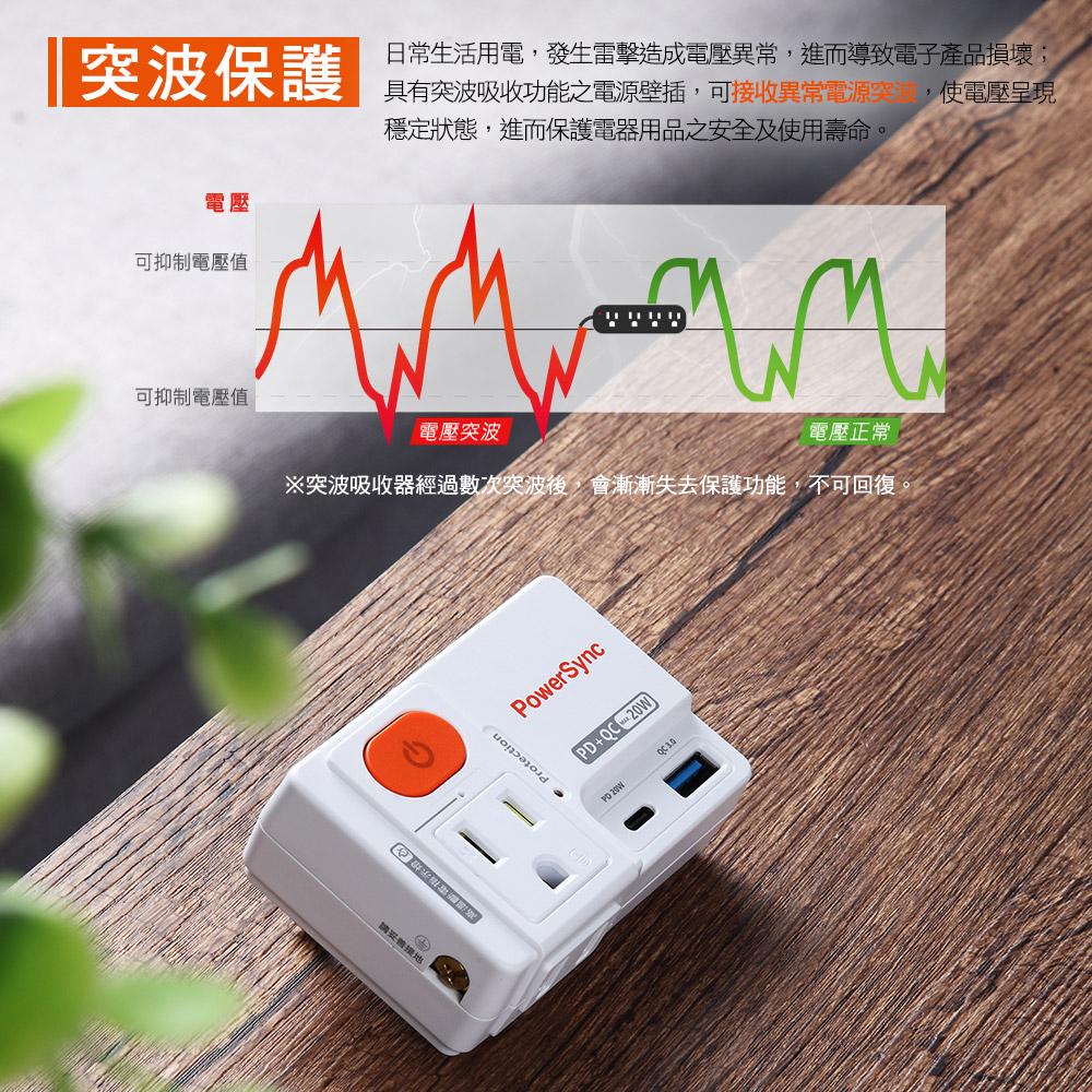 PowerSync 群加 TCM12Q9 2P+3P 高溫斷電 PD QC 快充 壁插 快充壁插 TCM12Q9A-細節圖6