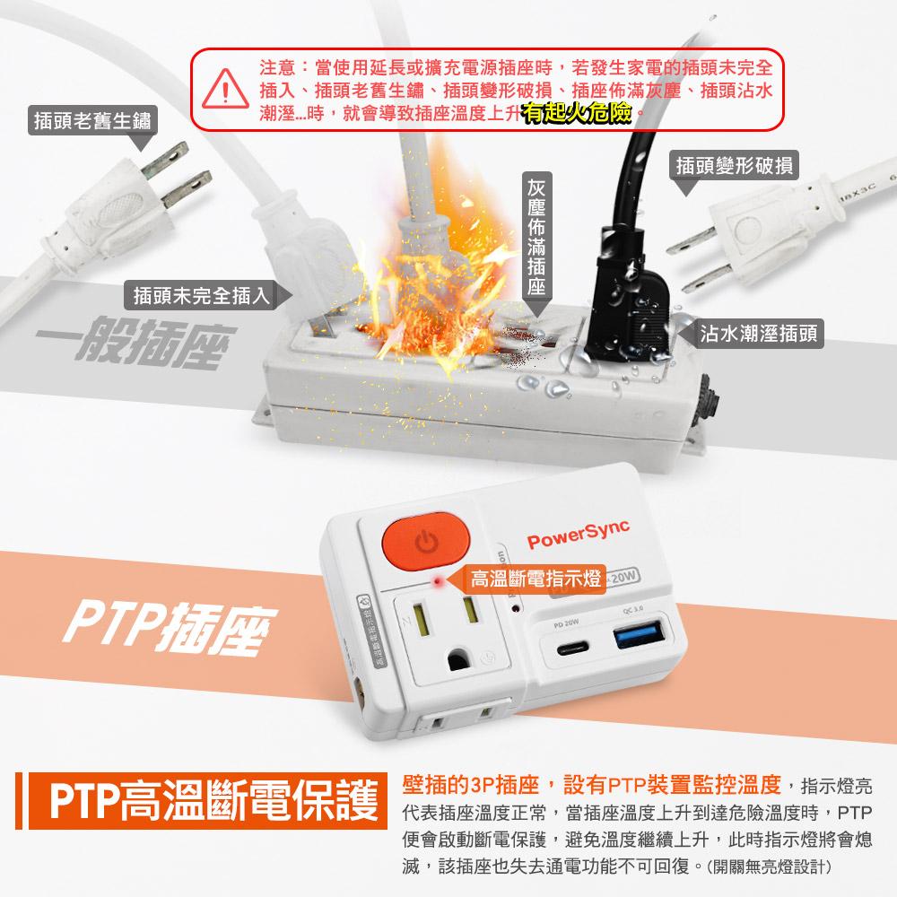 PowerSync 群加 TCM12Q9 2P+3P 高溫斷電 PD QC 快充 壁插 快充壁插 TCM12Q9A-細節圖8