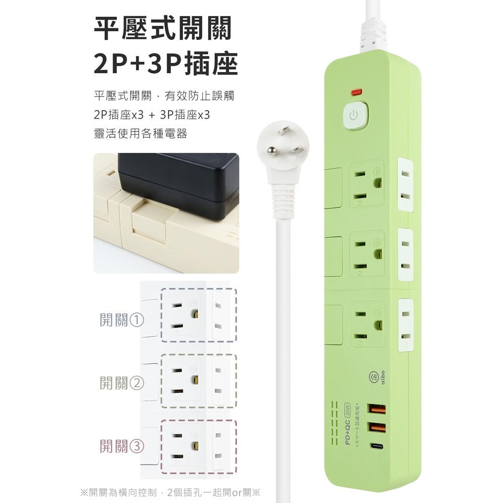aibo CC-UA-SD465P 4開6插 平壓式 延長線 PD/QC 20W 快充 USB/Type-C 光華商場-細節圖5