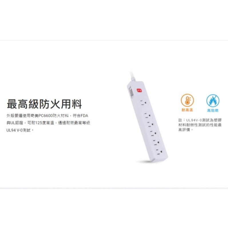 PX 大通 PEC-316 1開6插電源延長線 1.8m／2.7m 台灣製造 延長線 電源延長線 一開六插 光華-細節圖4