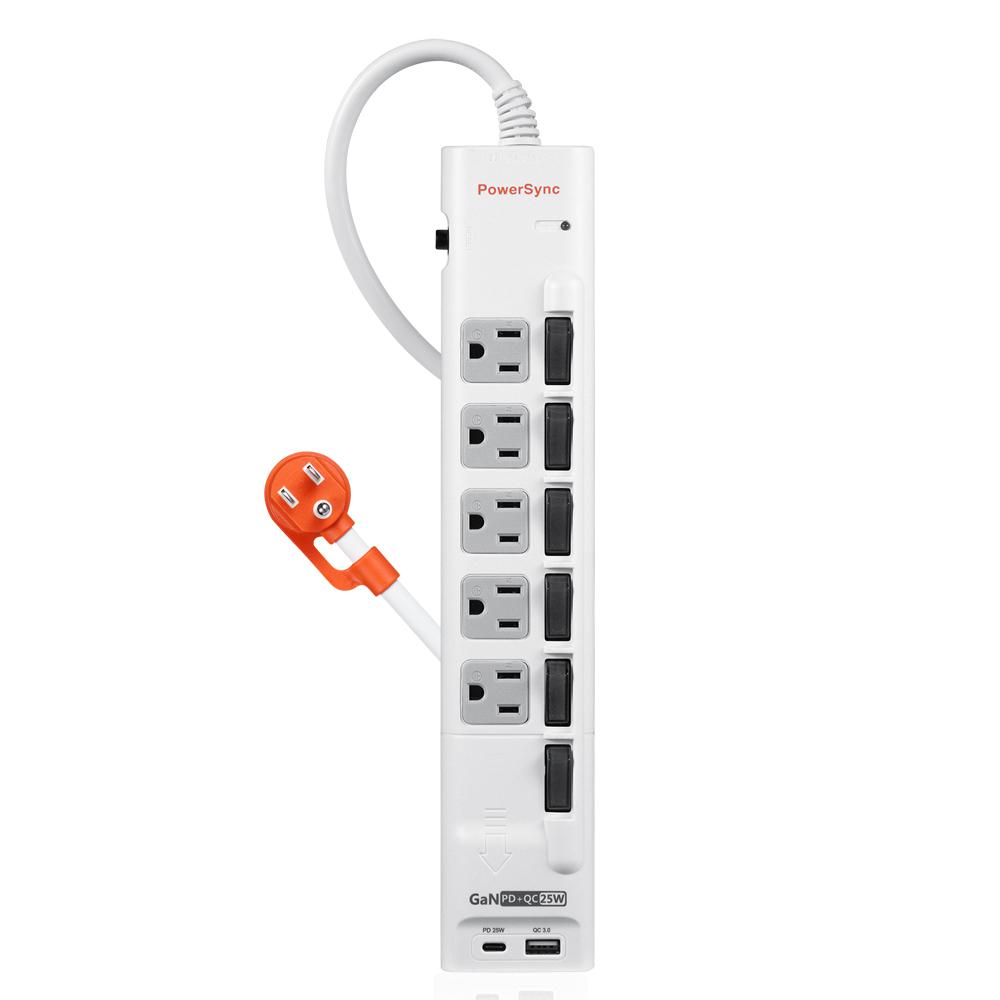 PowerSync 群加 6開5插 GaN 快充防雷擊延長線 1.8m/2.7m/4.5m 氮化鎵 USB 延長線 光華-細節圖2