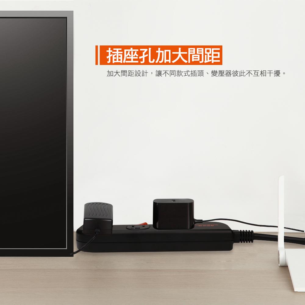 PowerSync 群加 TS3G0018 3開3插防雷擊抗搖擺延長線 1.8m (加大間距) 台灣製造 延長線 光華-細節圖7