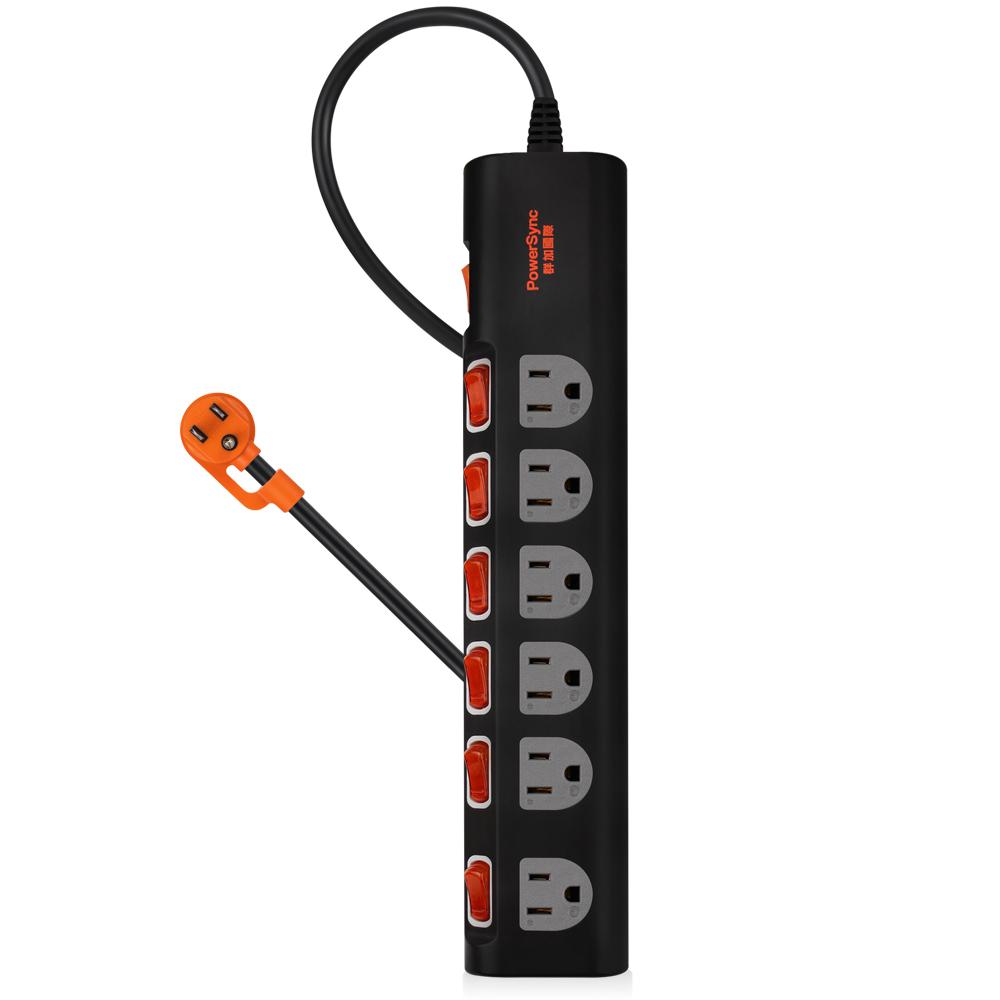 PowerSync 群加 TS6B0018 7開6插斜面開關防雷擊抗搖擺延長線 1.8m 台灣製造 延長線 光華-細節圖2