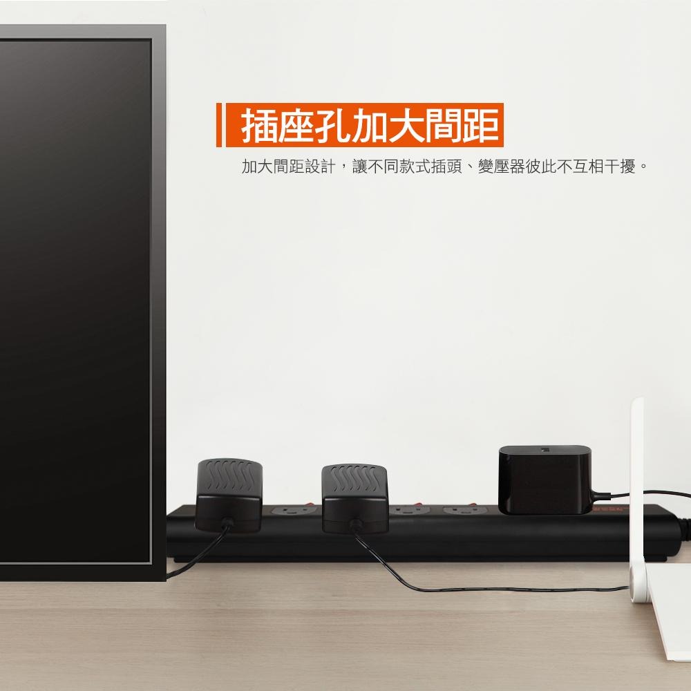 PowerSync 群加 TS6B0018 7開6插斜面開關防雷擊抗搖擺延長線 1.8m 台灣製造 延長線 光華-細節圖6