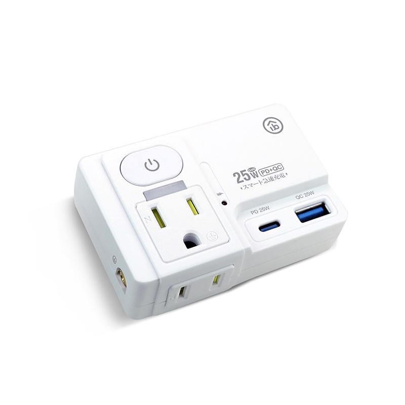 aibo 鈞嵐 CC-PLD-25 1開2插 平壓式高溫斷電智慧壁插 GaN 氮化鎵 PD 25W 快充 USB 光華-細節圖2
