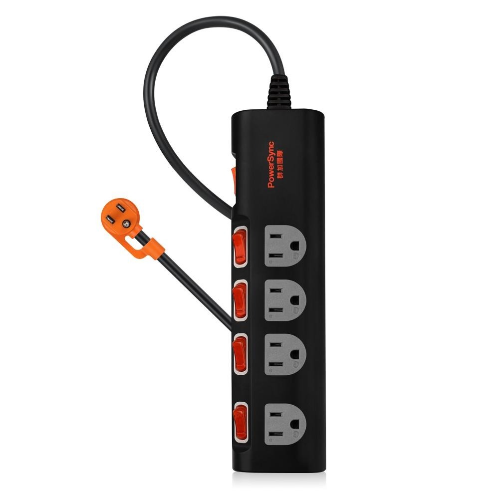 PowerSync 群加 TS4B0018 5開4插斜面開關防雷擊抗搖擺延長線 1.8m 台灣製造 延長線 光華-細節圖2