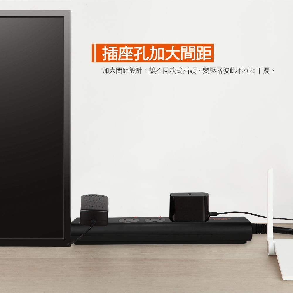 PowerSync 群加 TS4B0018 5開4插斜面開關防雷擊抗搖擺延長線 1.8m 台灣製造 延長線 光華-細節圖7