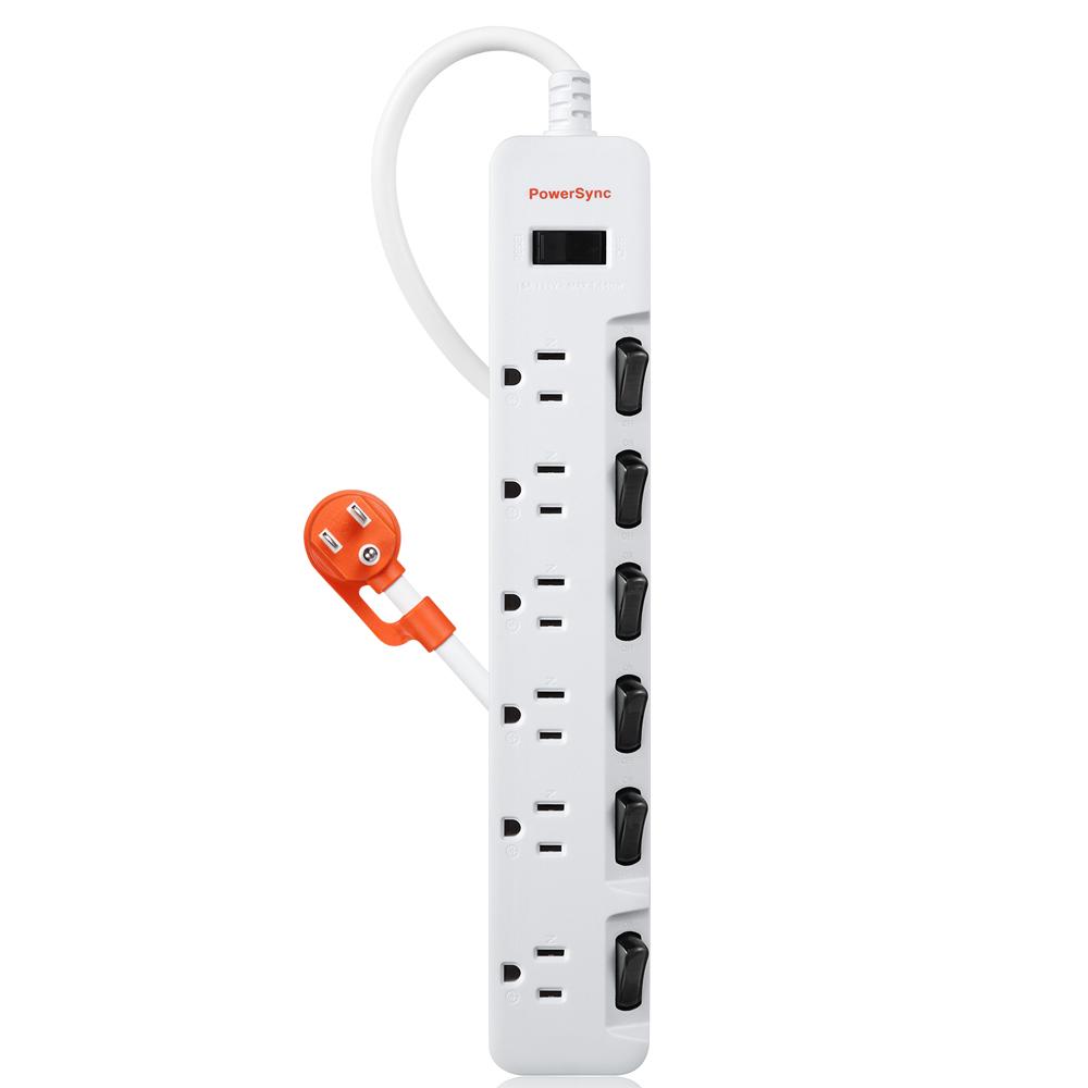 PowerSync 群加 7開6插防雷擊抗搖擺加大間距延長線 1.8m/2.7m/4.5m 防雷擊 大間距 延長線 光華-細節圖2