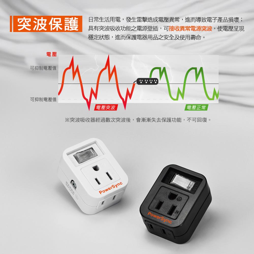 PowerSync 群加 TC2M12S 2P+3P 1開2插防雷擊壁插 擴充插座 壁插 三孔+兩孔 光華-細節圖5