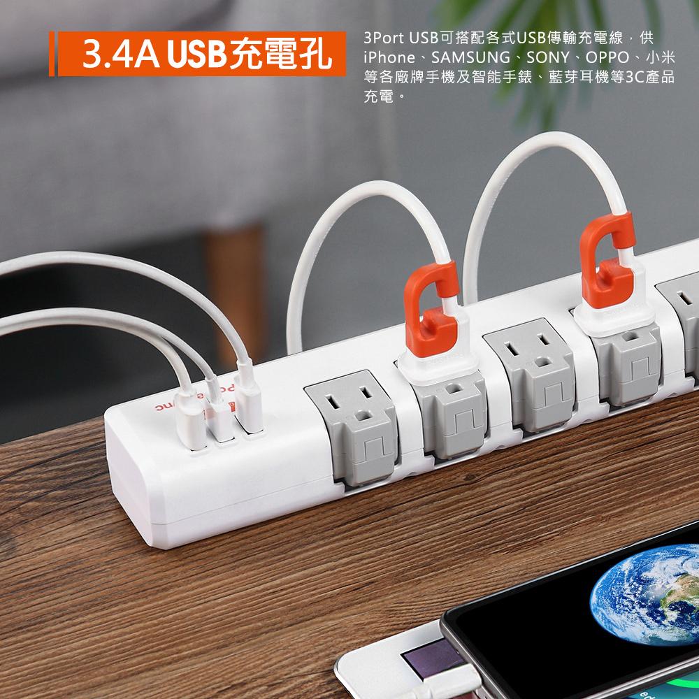 PowerSync 群加 TR5W9018／TR5W8018 1開5插防雷擊抗搖擺旋轉延長線 防雷擊 延長線 光華-細節圖8