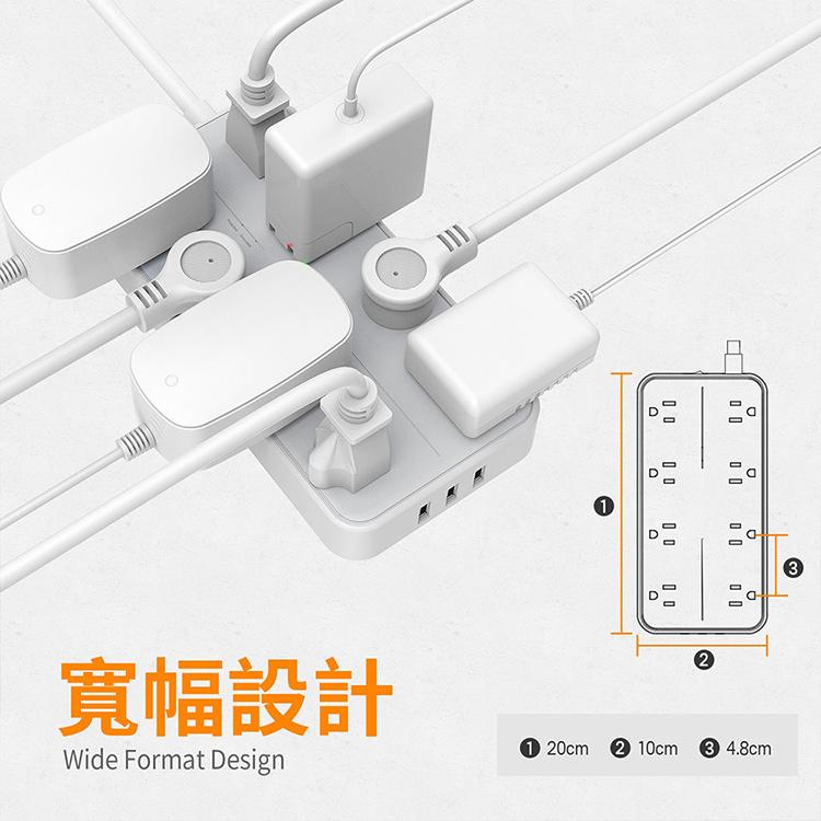 TESSAN TS-108 1開8插3P 3孔USB延長線 1.8米 USB 延長線 光華-細節圖7