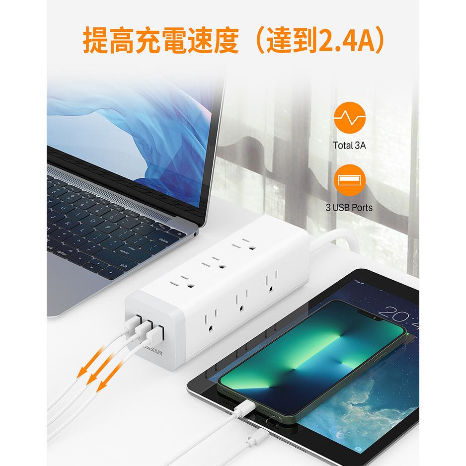 TESSAN TS-CUBE09 1開9插3P 3孔USB 方塊延長線 1.8米 USB 延長線 光華-細節圖4