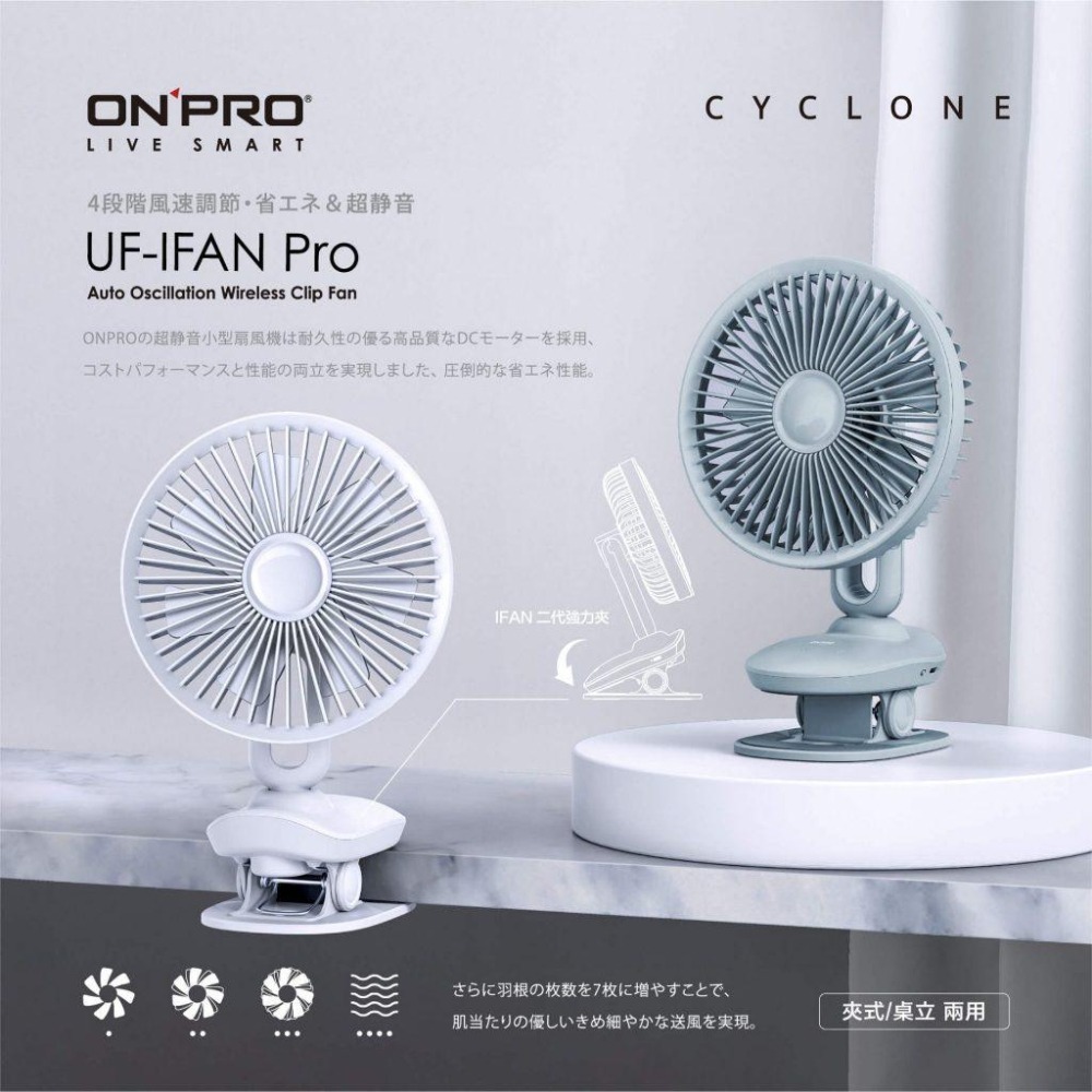 ONPRO UF-Ifan Pro  二代小夜燈觸控涼風扇 桌上風扇 小風扇 180度 LED夜燈 光華商場-細節圖3