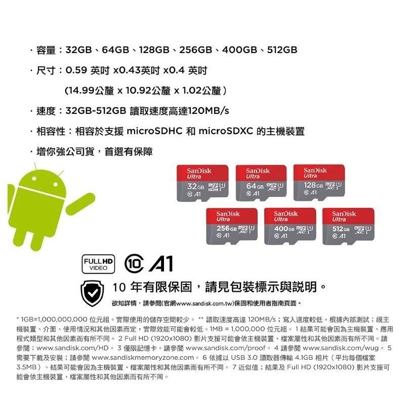 SanDisk Ultra microSDXC UHS-I C10 1TB 1T 記憶卡 120MB / 150MB-細節圖7