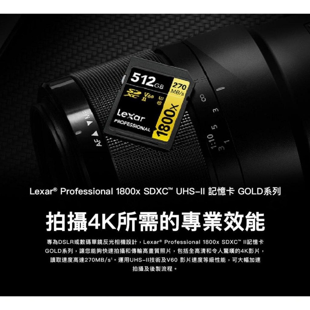 Lexar 雷克沙 Professional 1800x－256G／512G／1TB SDXC UHS-II 記憶卡-細節圖3