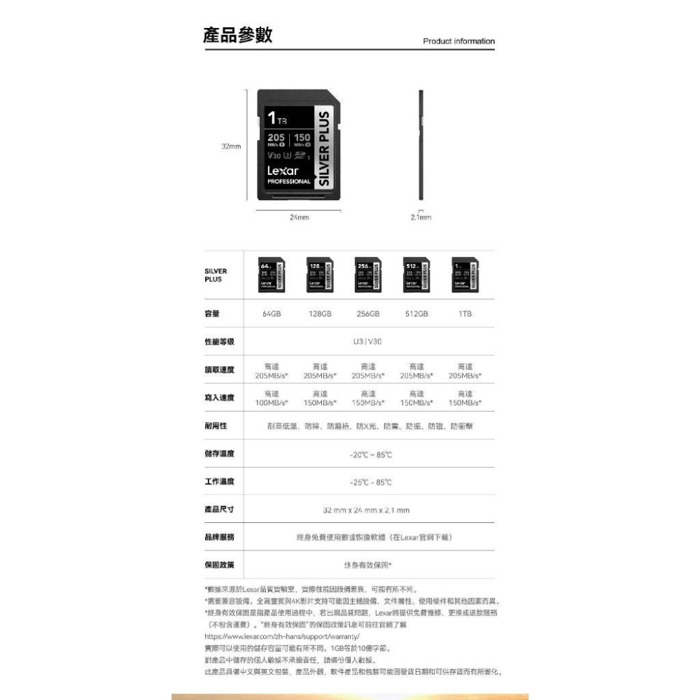 Lexar 雷克沙 Silver Plus 64G／128G SDXC UHS-I 記憶卡 U3 V30 SD卡 光華-細節圖8