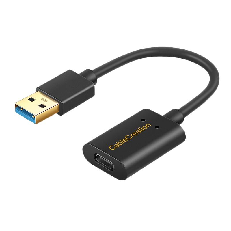 Cablecreation 10CM USB3.0轉Type-C轉接線 CC0767-G 高速傳輸 鍍金 公對母-細節圖2