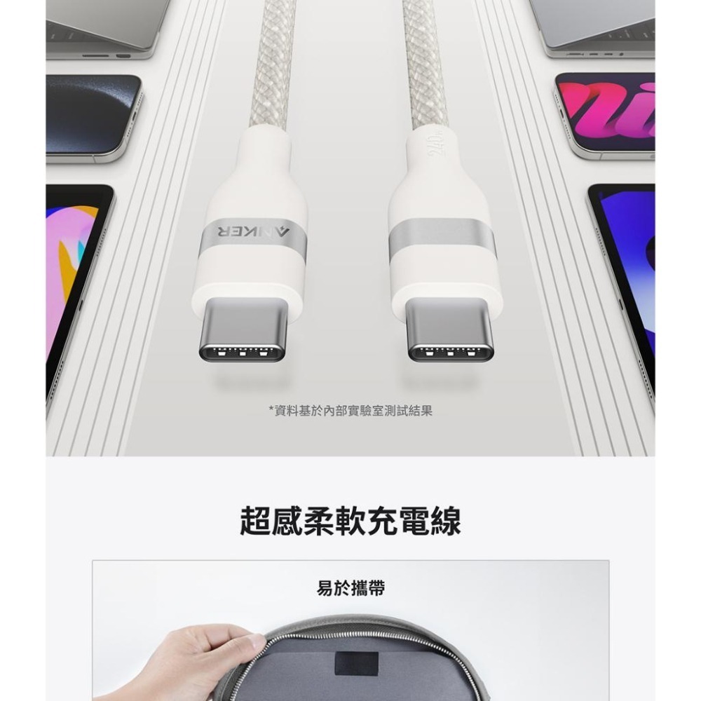 Anker A82E2－240W USB-C 超軟充電傳輸線 0.9m／1.8m 充電線 傳輸線 Type-C 光華-細節圖8