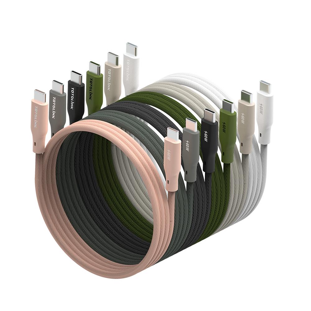 TOTOLINK T601CC/T602CC USB-C 60W 強韌快充傳輸編織線 1米/2米 傳輸線 充電線 光華-細節圖2