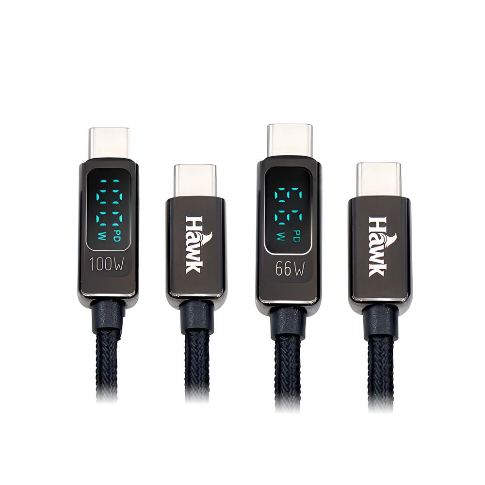 Hawk 浩客 C to C功率顯示快充線 66W／100W 充電線 傳輸線 功率顯示 光華-細節圖2