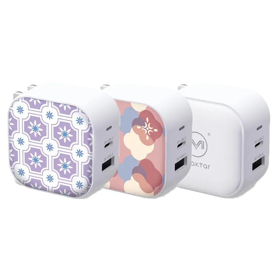 Maktar 38W GaN 氮化鎵 PD 口袋快充 白色/紫色花磚/玻璃海棠  充電器 2孔 充電頭 快充 光華-細節圖2