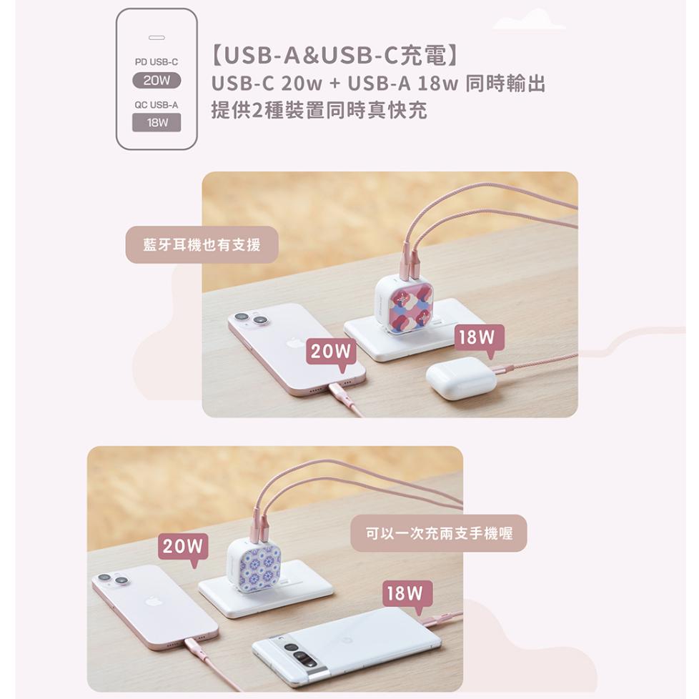 Maktar 38W GaN 氮化鎵 PD 口袋快充 白色/紫色花磚/玻璃海棠  充電器 2孔 充電頭 快充 光華-細節圖4