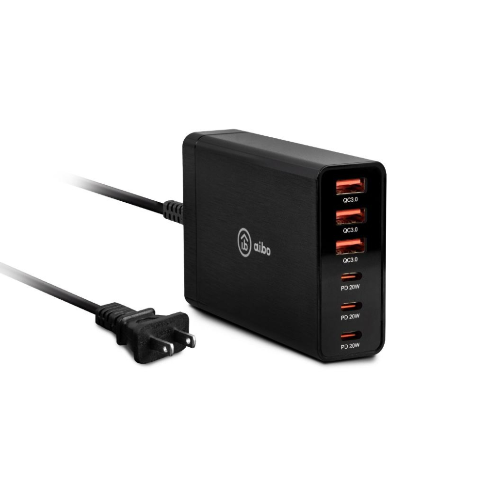 aibo PD+QC GaN氮化鎵六孔PD快充充電器 CB-AC-USB-P114 充電頭 豆腐頭 光華商場-細節圖2