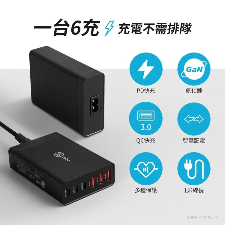 aibo PD+QC GaN氮化鎵六孔PD快充充電器 CB-AC-USB-P114 充電頭 豆腐頭 光華商場-細節圖4
