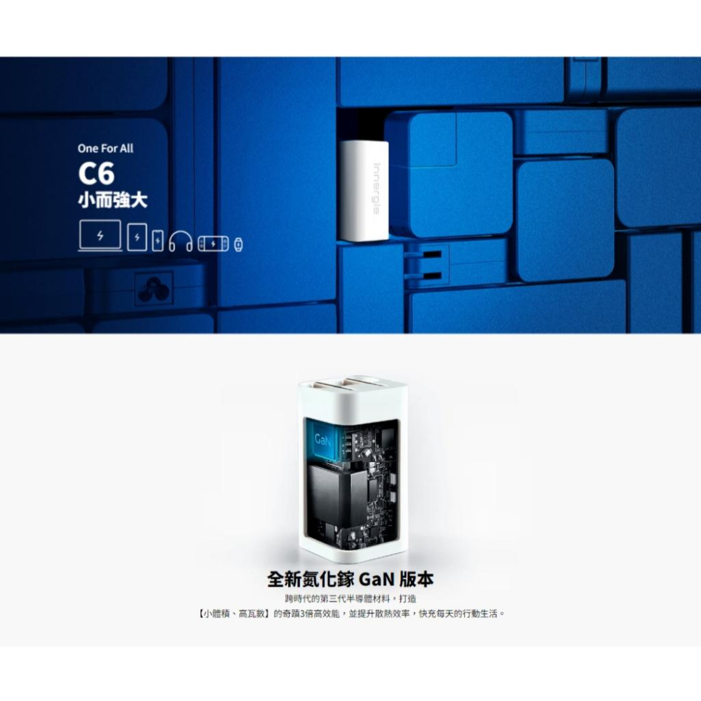 Innergie 台達 C6 60W Type-C GaN 萬用充電器 摺疊版 USB-C 充電頭 氮化鎵 光華-細節圖3