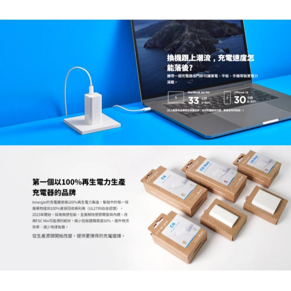 Innergie 台達 C6 60W Type-C GaN 萬用充電器 摺疊版 USB-C 充電頭 氮化鎵 光華-細節圖7