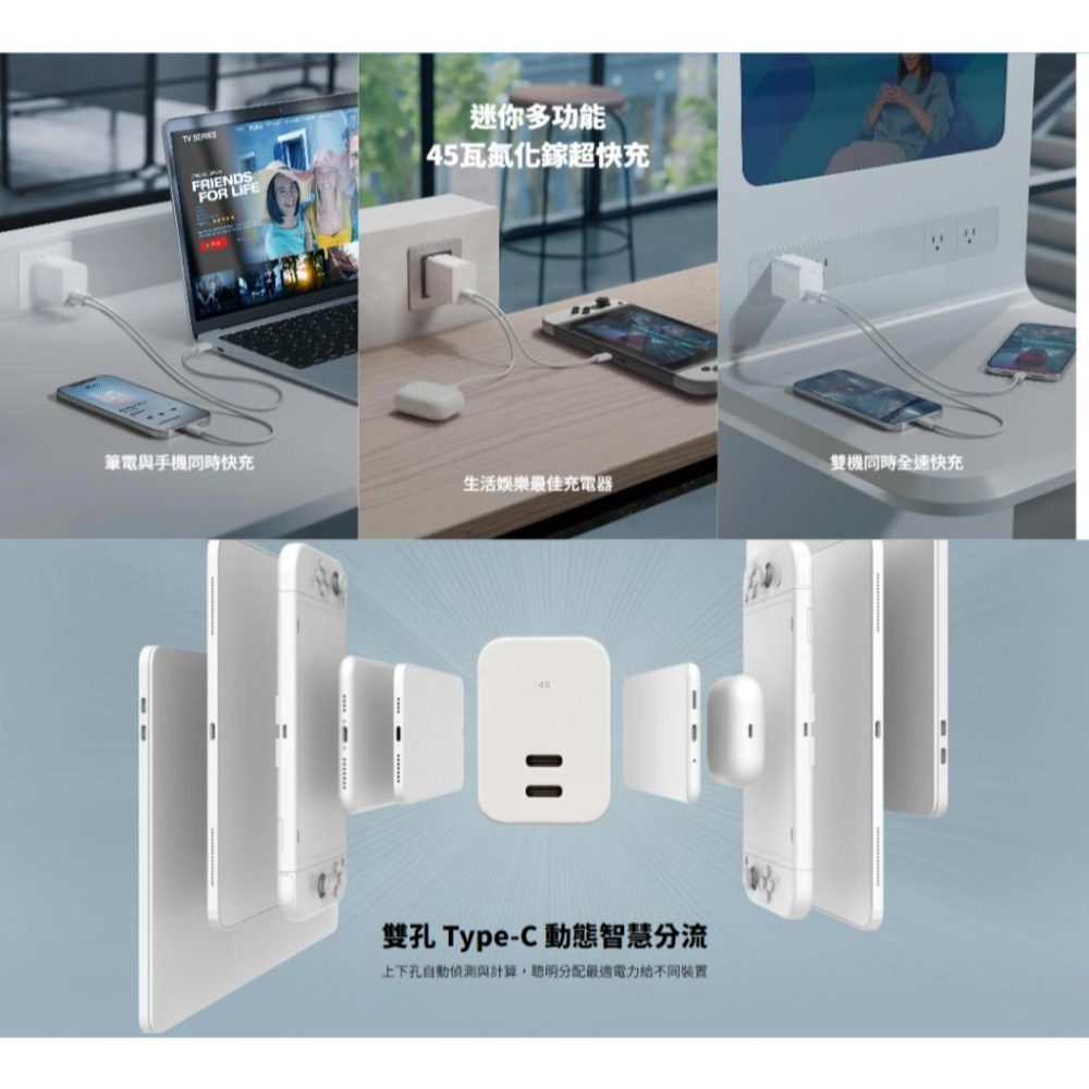 Innergie 台達 C4 Duo 45W 雙孔 Type-C 萬用充電器 摺疊版 USB-C 充電頭 充電器 光華-細節圖4