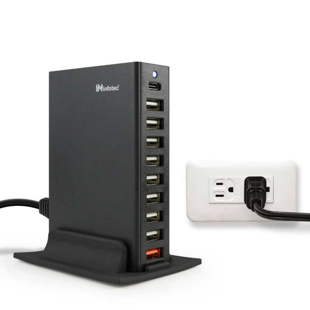 Infotec 英富達 桌面型 PD/QC 10埠63W快速充電器 INF-CC-202 充電器 充電頭 光華商場-細節圖2