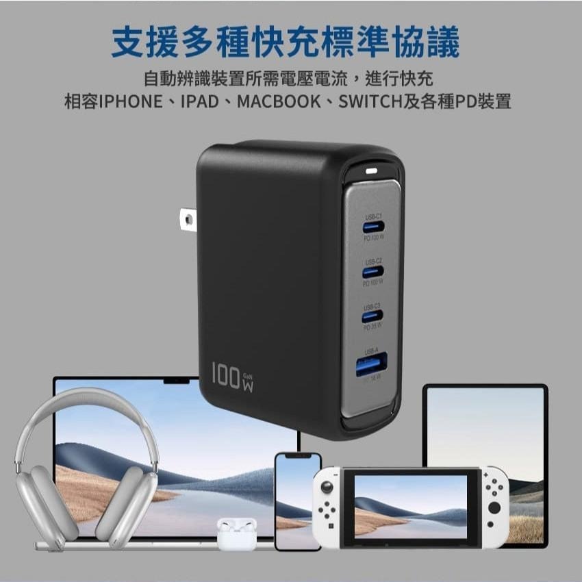 SEEK CU-P1001 100W GaN 電源供應組 USB-A／USB-3 氮化鎵 充電器 變壓器 光華-細節圖8