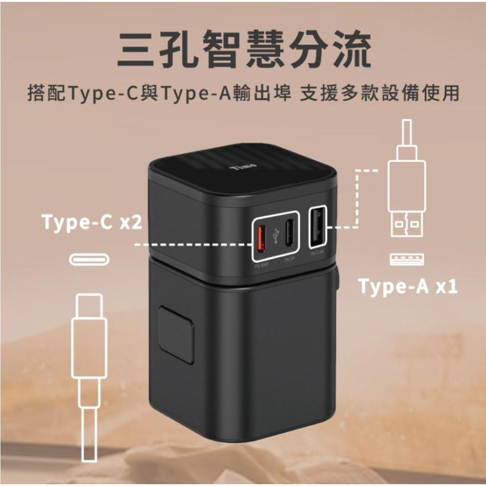 Timo COT-975－45W 2C1A 旅行電源供應器 萬國充電器 充電器 轉接頭 光商商場-細節圖6