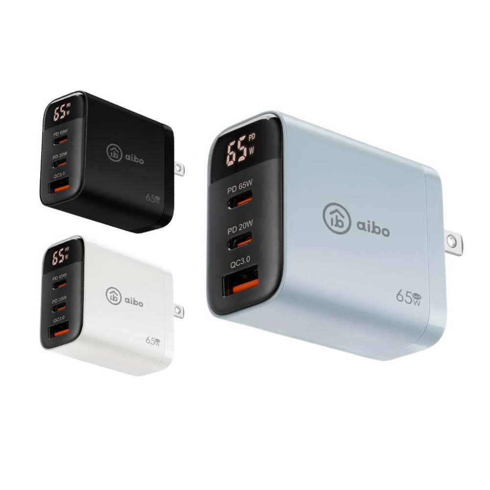 aibo 鈞嵐 CB-AC-USB-P65C－65W 氮化鎵 GaN 智能數位顯示三孔充電器 數位顯示 充電器 光華-細節圖2