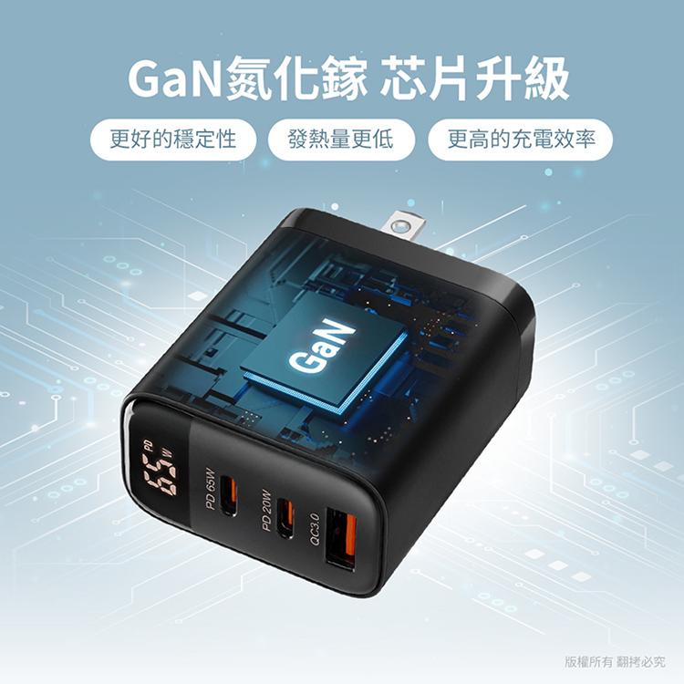 aibo 鈞嵐 CB-AC-USB-P65C－65W 氮化鎵 GaN 智能數位顯示三孔充電器 數位顯示 充電器 光華-細節圖5