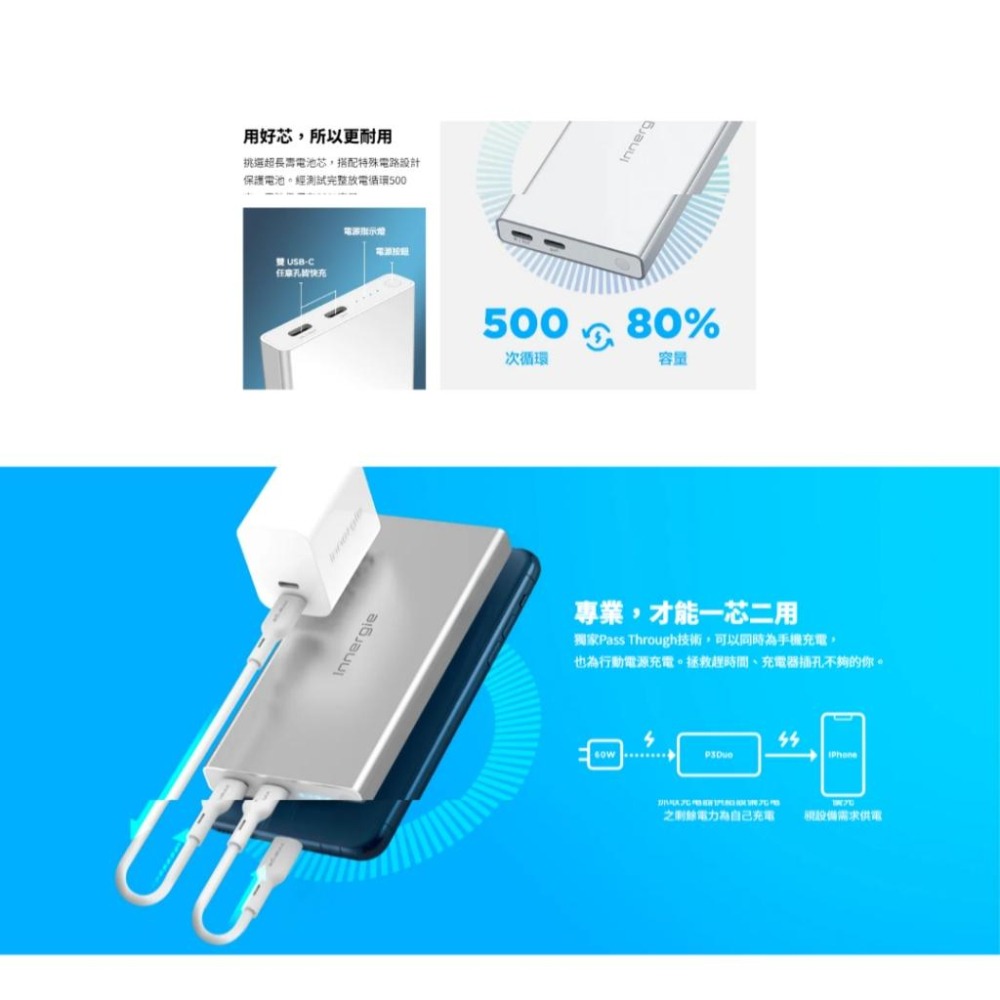 Innergie 台達 P3 Duo 10000mAh 30W 雙孔 USB-C 行動電源 Type-C 充電器 光華-細節圖6