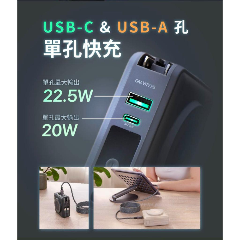 ADAM 亞果元素 GRAVITY X5 五合一 行動電源 USB-C Lightning 行動電源 iPhone 光華-細節圖8