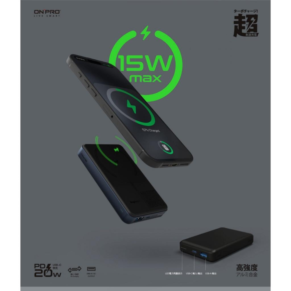 ONPRO MagReact MX 磁吸式無線行動電源 10000mAh 行動電源 磁吸電源 充電器 光華-細節圖6