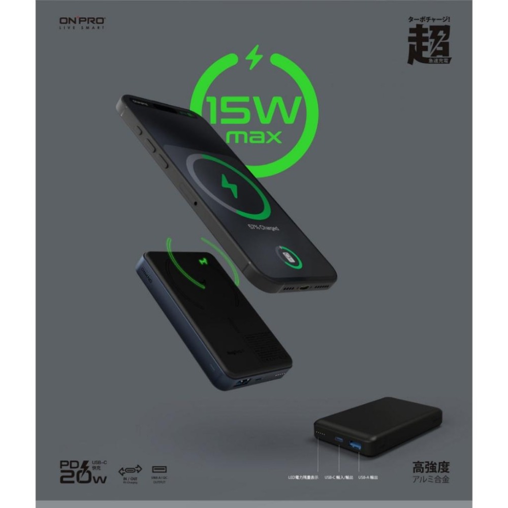 ONPRO MagReact MX 磁吸式無線行動電源 10000mAh 行動電源 磁吸電源 充電器 光華-細節圖6