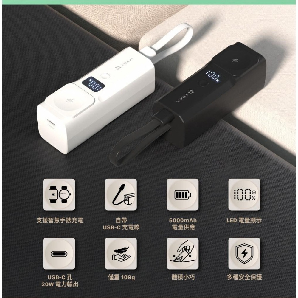 ADAM 亞果元素 VIONTA P5 Pro 五合一口袋型行動電源 5000mAh 行動電源 行動充 充電器 光華-細節圖7